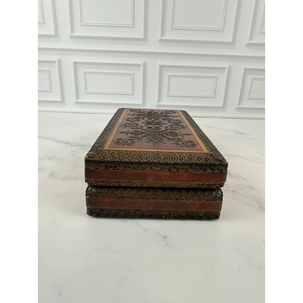 VTG Polish Carved Wooden Keepsake Box 8.5